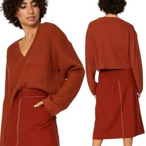 Thakoon Rust V-Neck Sweater